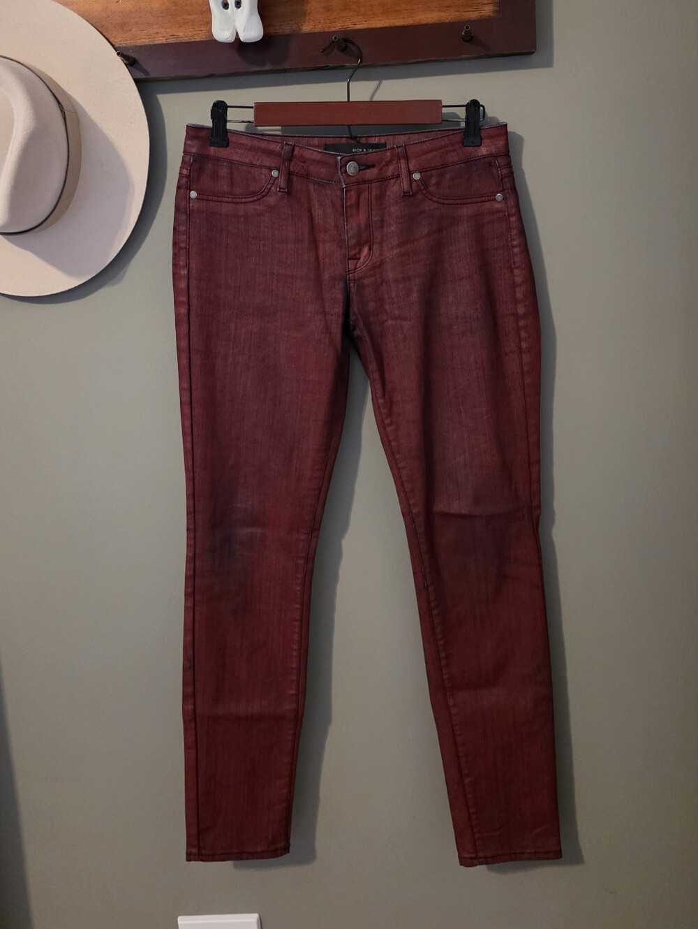 Rich & Skinny Red Coated Festival Autumn Casual Statement Pants